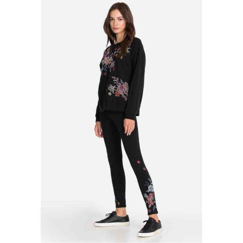NWT! Johnny Was DENALI LEGGING Black Embroidered Legging Pants Floral Yoga - Picture 5 of 8